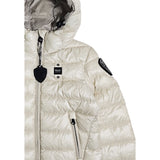 Blauer Giubbino tinta unita con Zip E Cappuccio Beige per Bambina 25WBLGC02391X BEIGE BLAUER 
