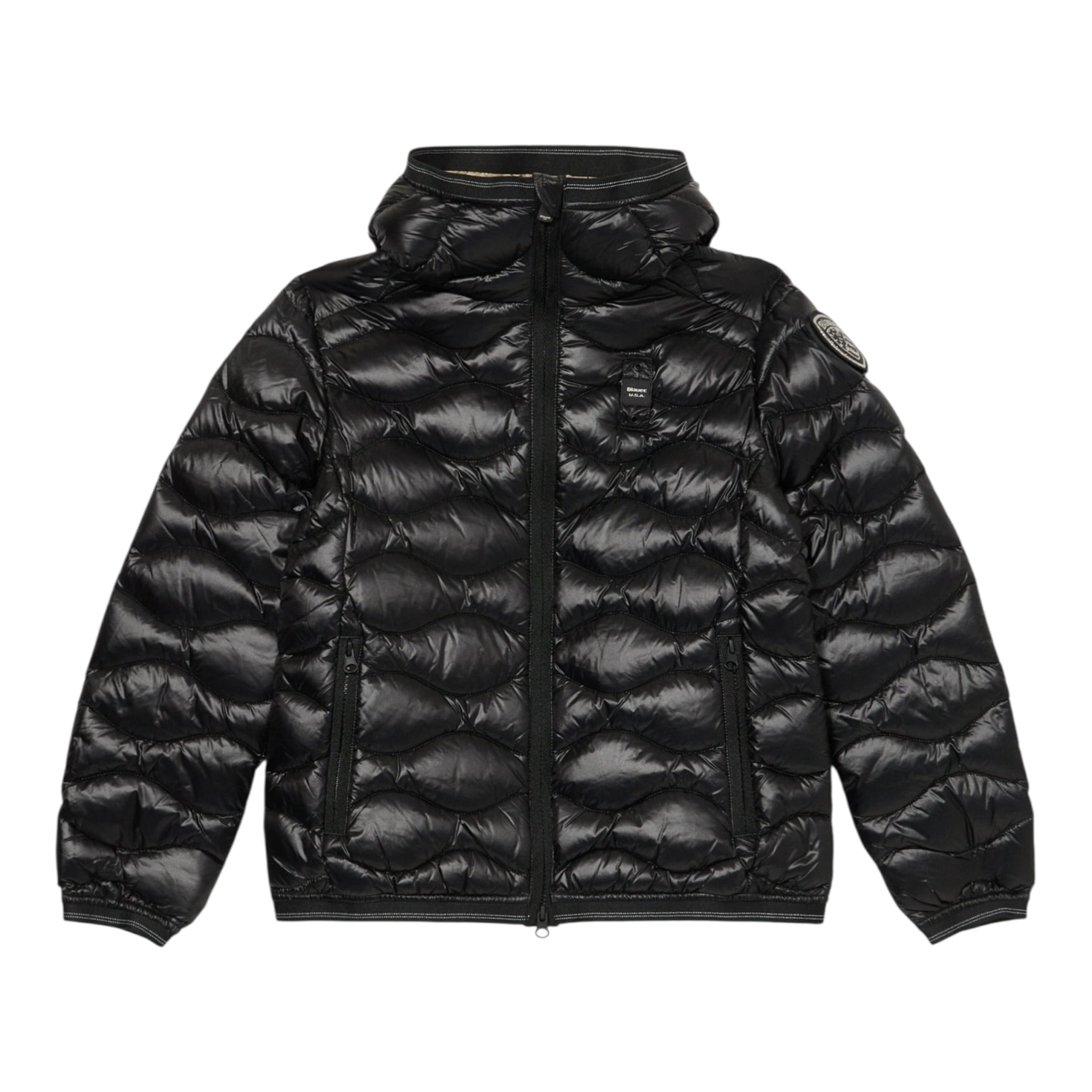 Blauer Giubbino tinta unita con Cappuccio Nero per Neonata 25WBLGC03385N NERO BLAUER 