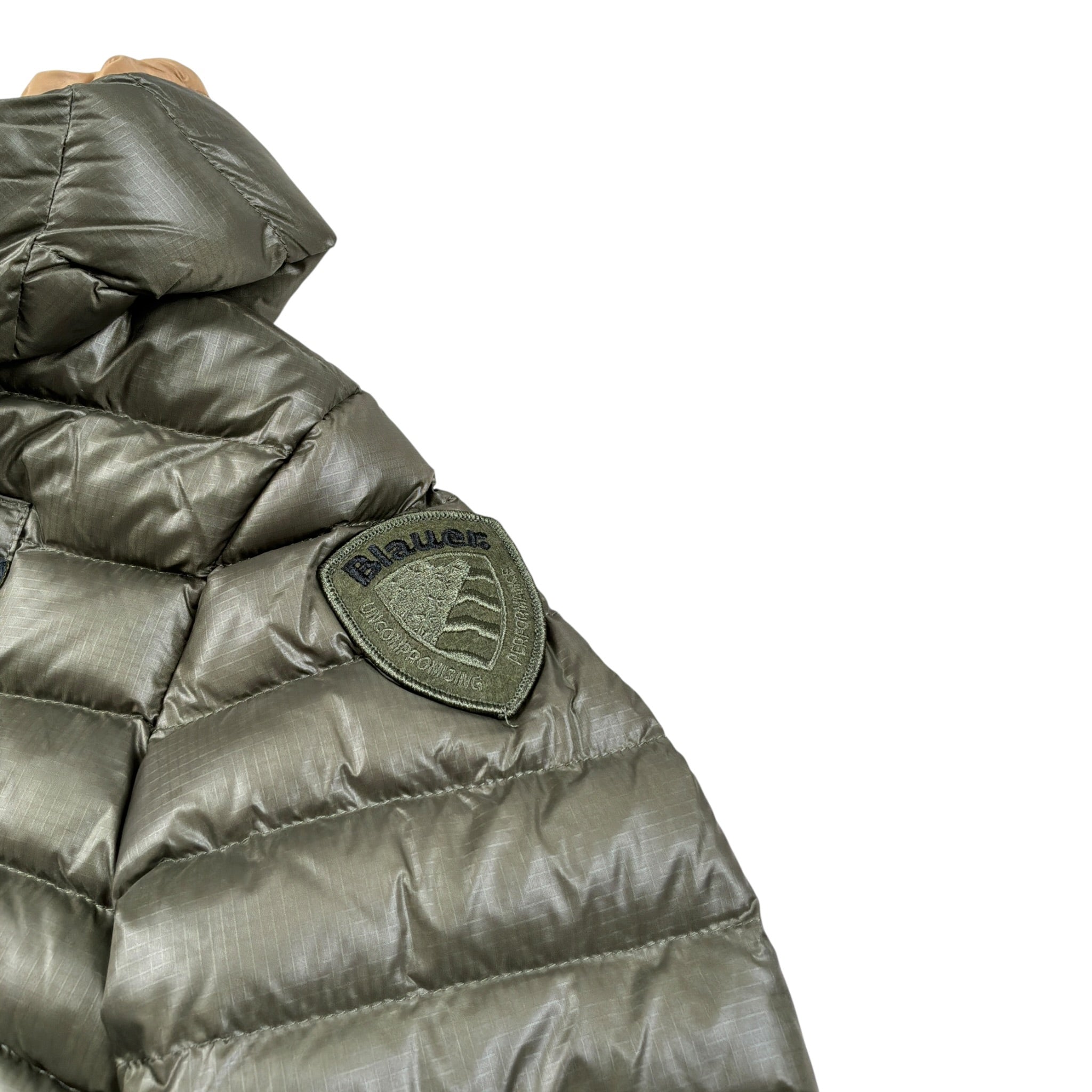 Blauer Giubbino tinta unita con Zip E Cappuccio Verde per Bambino 25WBLKC02426XX VERDE BLAUER 