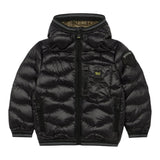 Blauer Giubbino tinta unita con Zip E Cappuccio Nero per Bambino 25WBLKC02429 NERO BLAUER 
