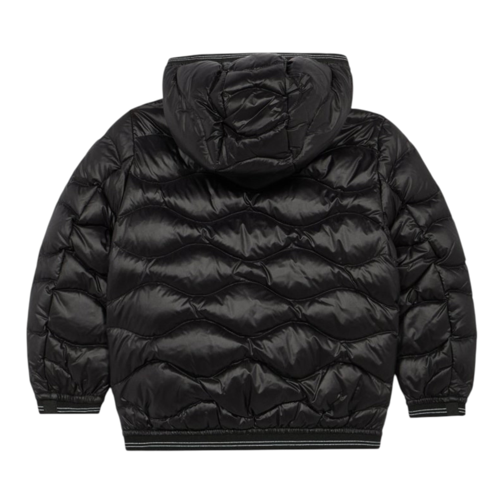 Blauer Giubbino tinta unita con Zip E Cappuccio Nero per Bambino 25WBLKC02429 NERO BLAUER 