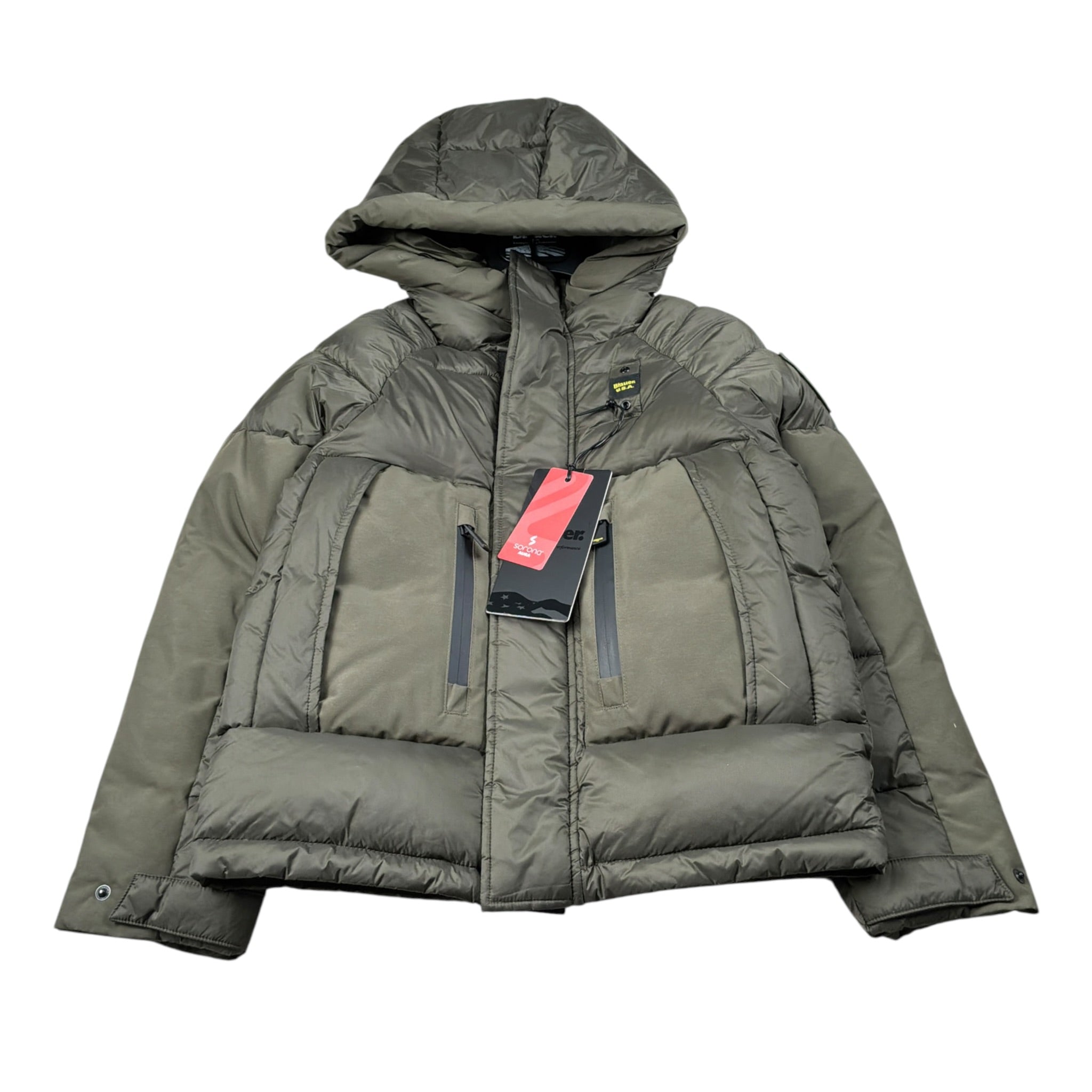 Blauer Giubbino tinta unita con Zip E Cappuccio Verde per Bambino 25WBLKC02432 VERDE BLAUER 