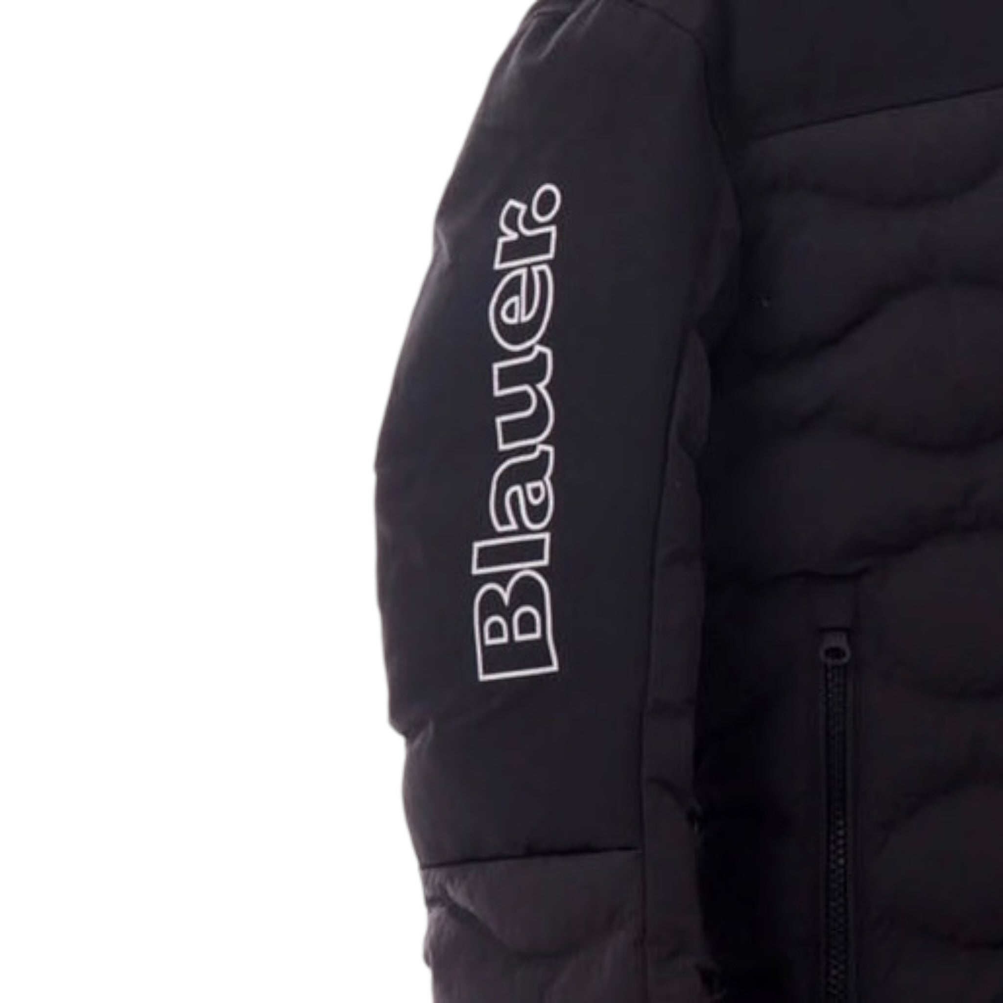 Blauer Giubbino tinta unita con Zip E Cappuccio Nero per Bambino 25WBLKC02451J NERO BLAUER 