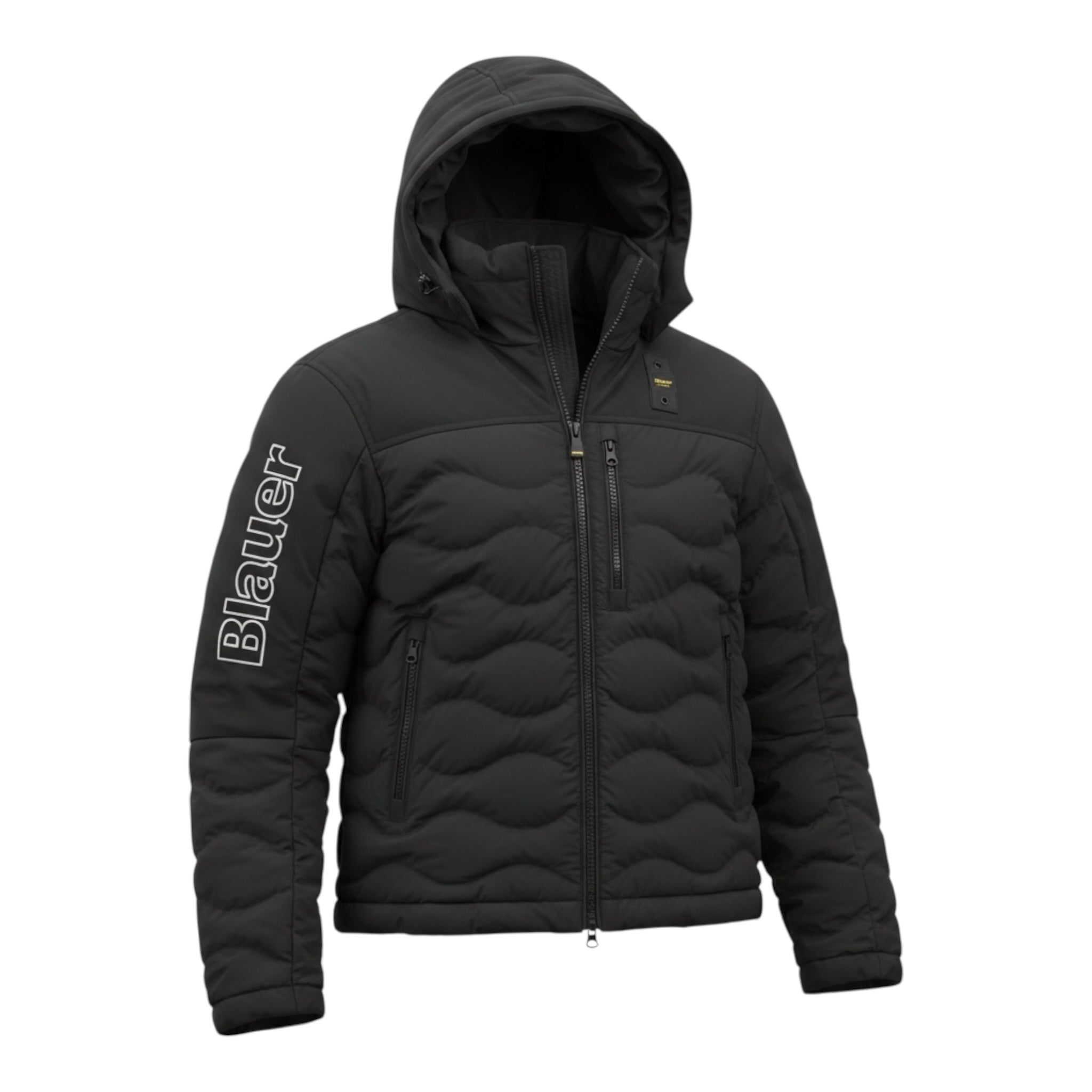 Blauer Giubbino tinta unita con Zip E Cappuccio Nero per Bambino 25WBLKC02451XX NERO BLAUER 