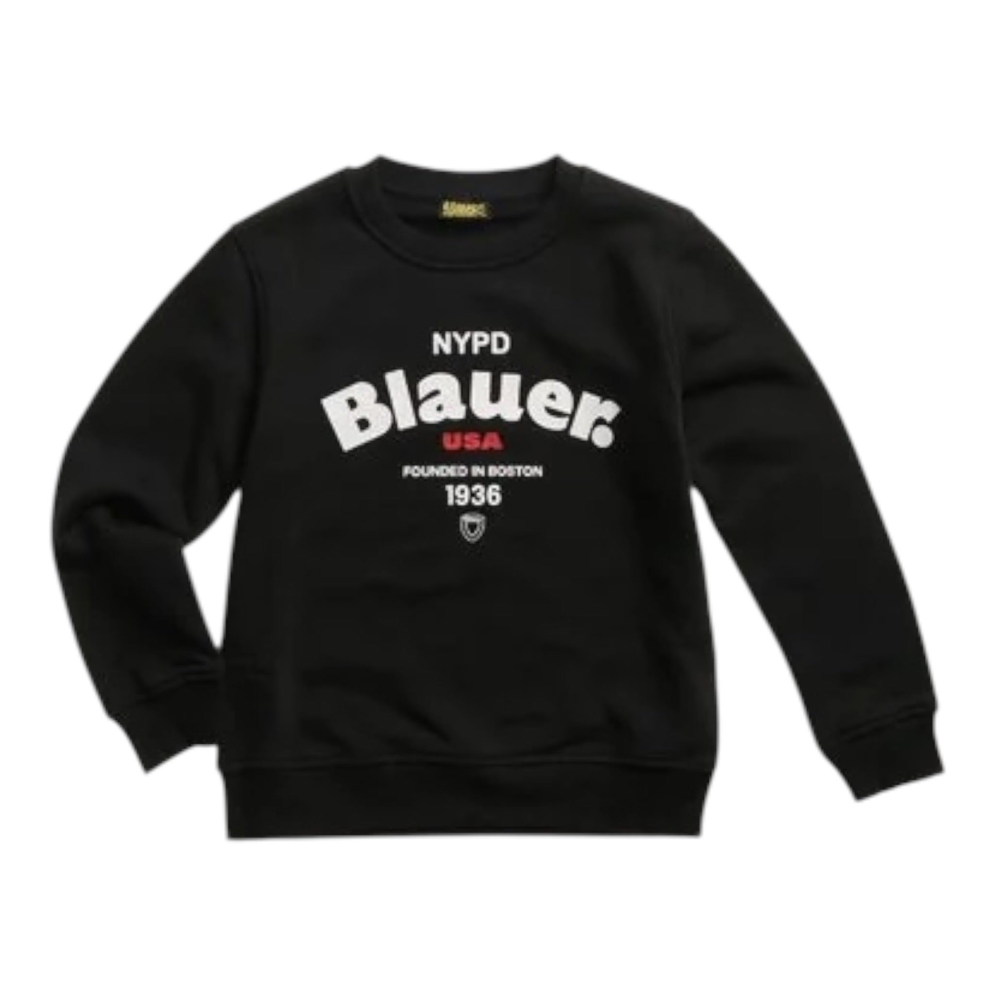 Blauer Felpa Girocollo tinta unita con Stampa Nero per Bambino 25WBLKF03490 NERO BLAUER 