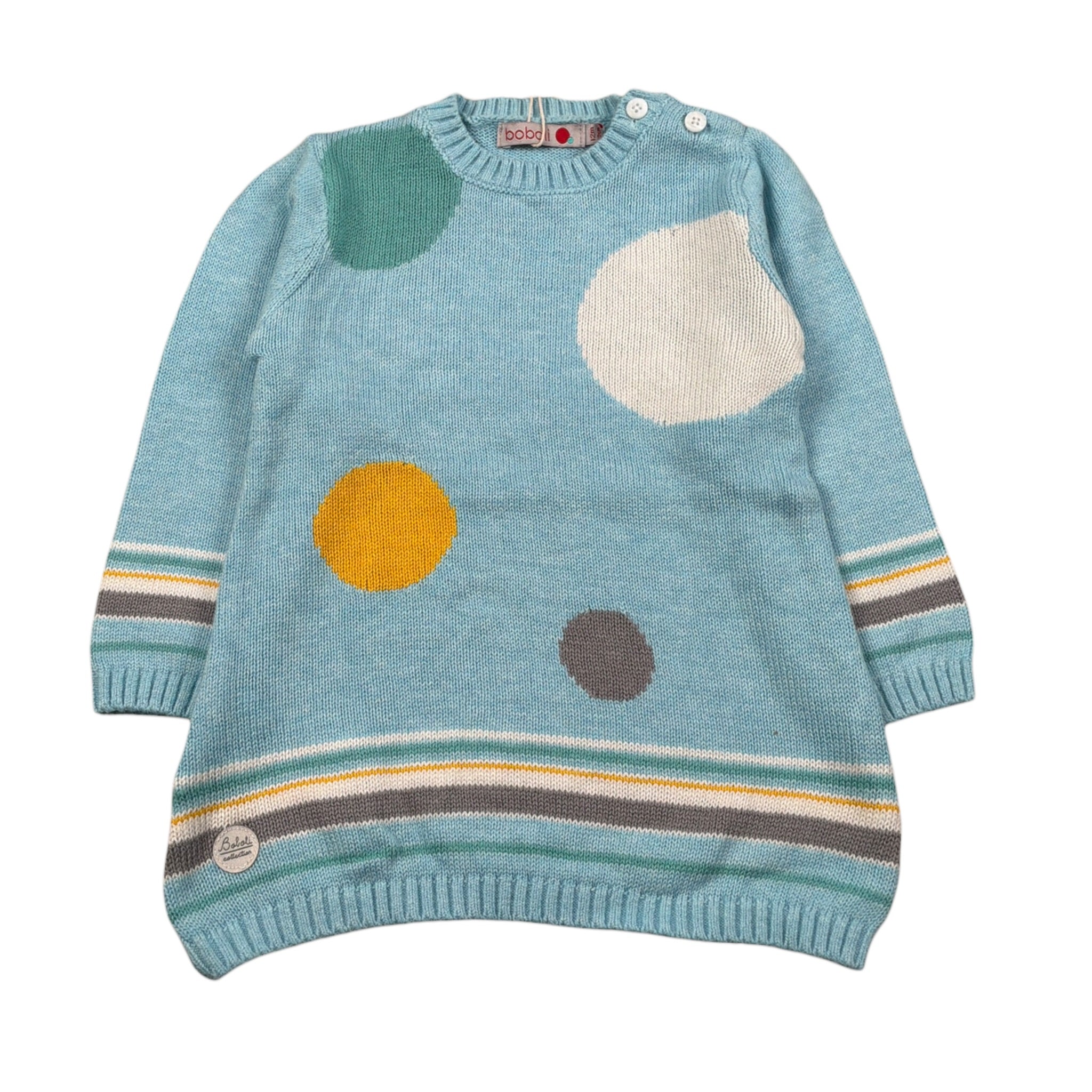 Boboli Abito Girocollo tinta unita Manica Lunga Azzurro per Neonata 118022 AZZURRO BOBOLI 