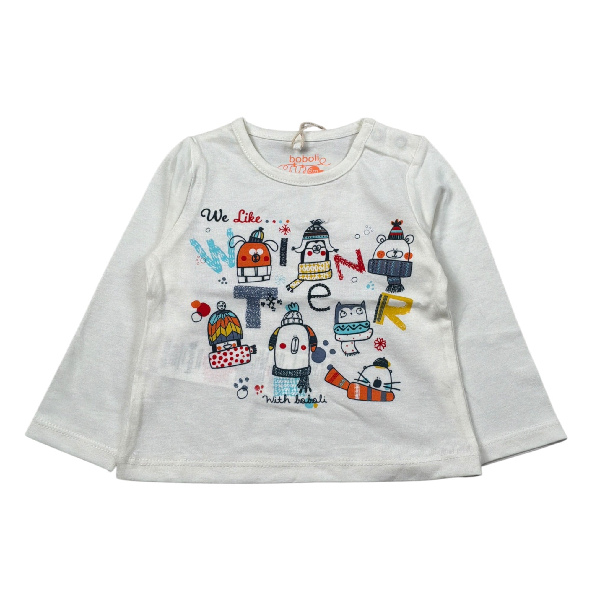 Boboli Shirt Girocollo tinta unita con Stampa Bianco per Neonato 138079 BIANCO BOBOLI 