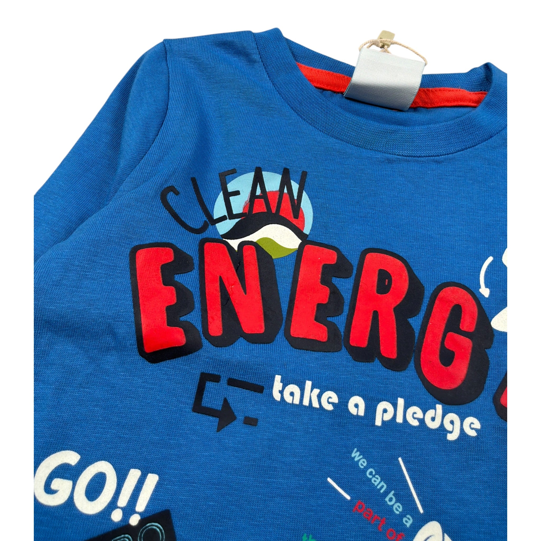 Boboli Shirt Girocollo tinta unita con Stampa Blu per Neonato 313096 BLU BOBOLI 