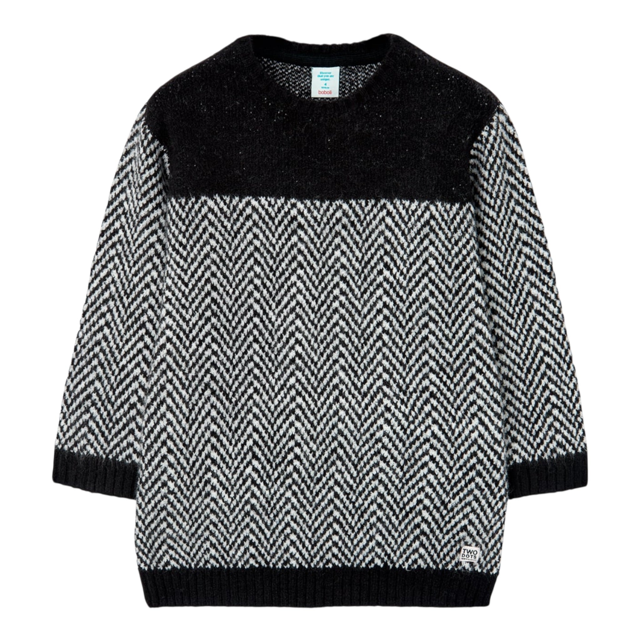 Boboli Abito Manica Lunga Stampa Fantasia Nero per Bambina 437082 NERO BOBOLI 