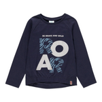 Boboli Shirt Girocollo tinta unita con Stampa Blu per Bambina 455093 BLU BOBOLI 