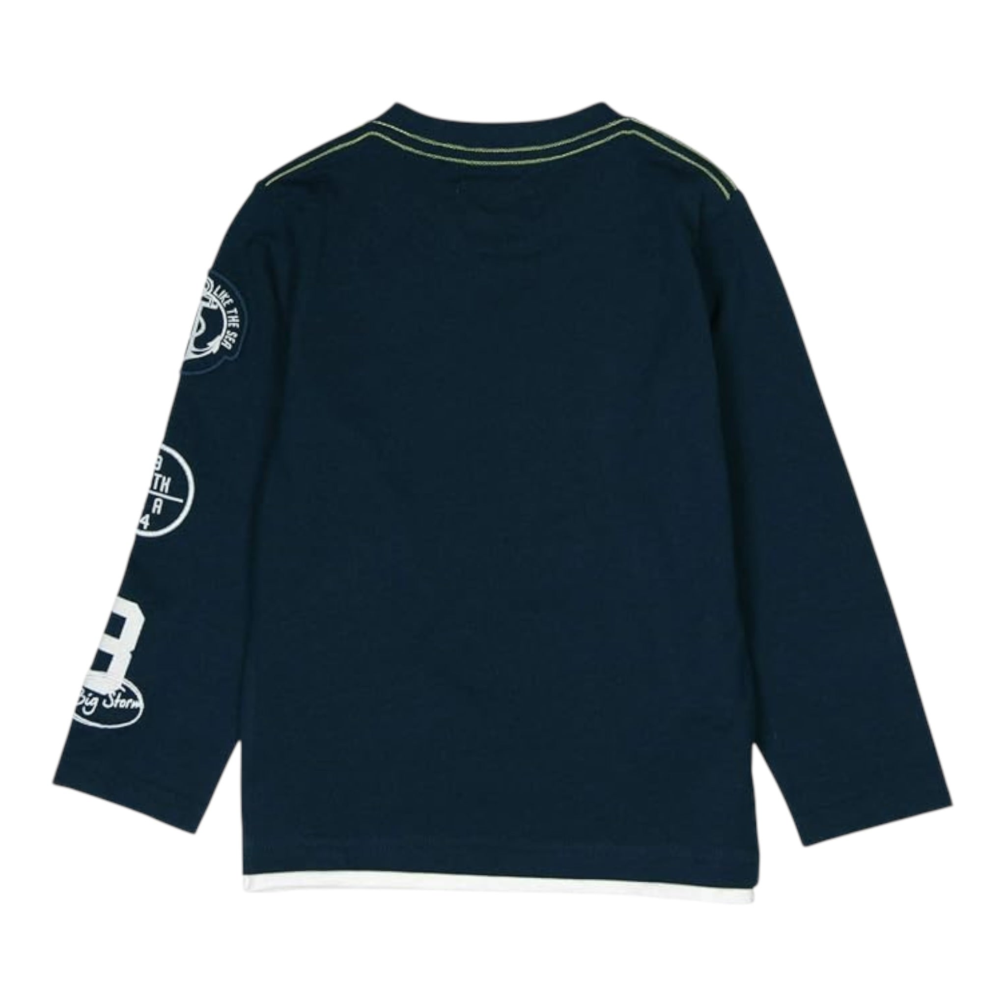 Boboli Shirt Girocollo tinta unita con Stampa Blu per Bambino 506056 BLU BOBOLI 