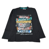 Boboli Shirt Girocollo tinta unita con Stampa Nero per Bambino 516068 NERO BOBOLI 
