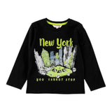 Boboli Shirt Girocollo tinta unita con Stampa Nero per Bambino 518015 NERO BOBOLI 