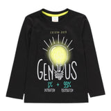 Boboli Shirt Girocollo tinta unita con Stampa Nero per Bambino 593029 NERO BOBOLI 