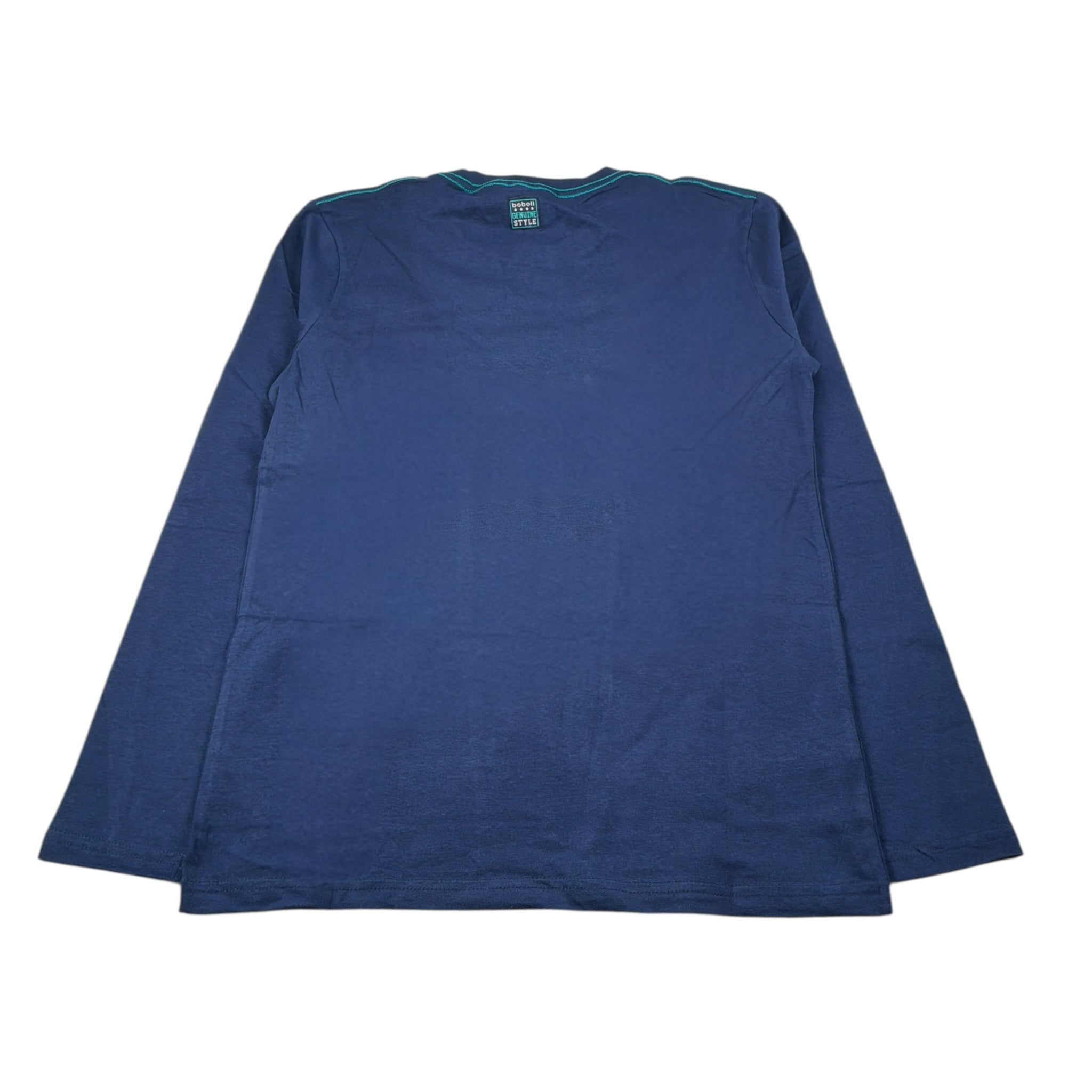 Boboli Shirt Girocollo tinta unita con Stampa Blu per Bambino 598068 BLU BOBOLI 