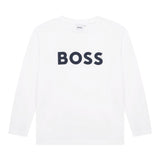 Boss Shirt Girocollo tinta unita con Stampa Bianco per Bambino J25P25 BIANCO BOSS 