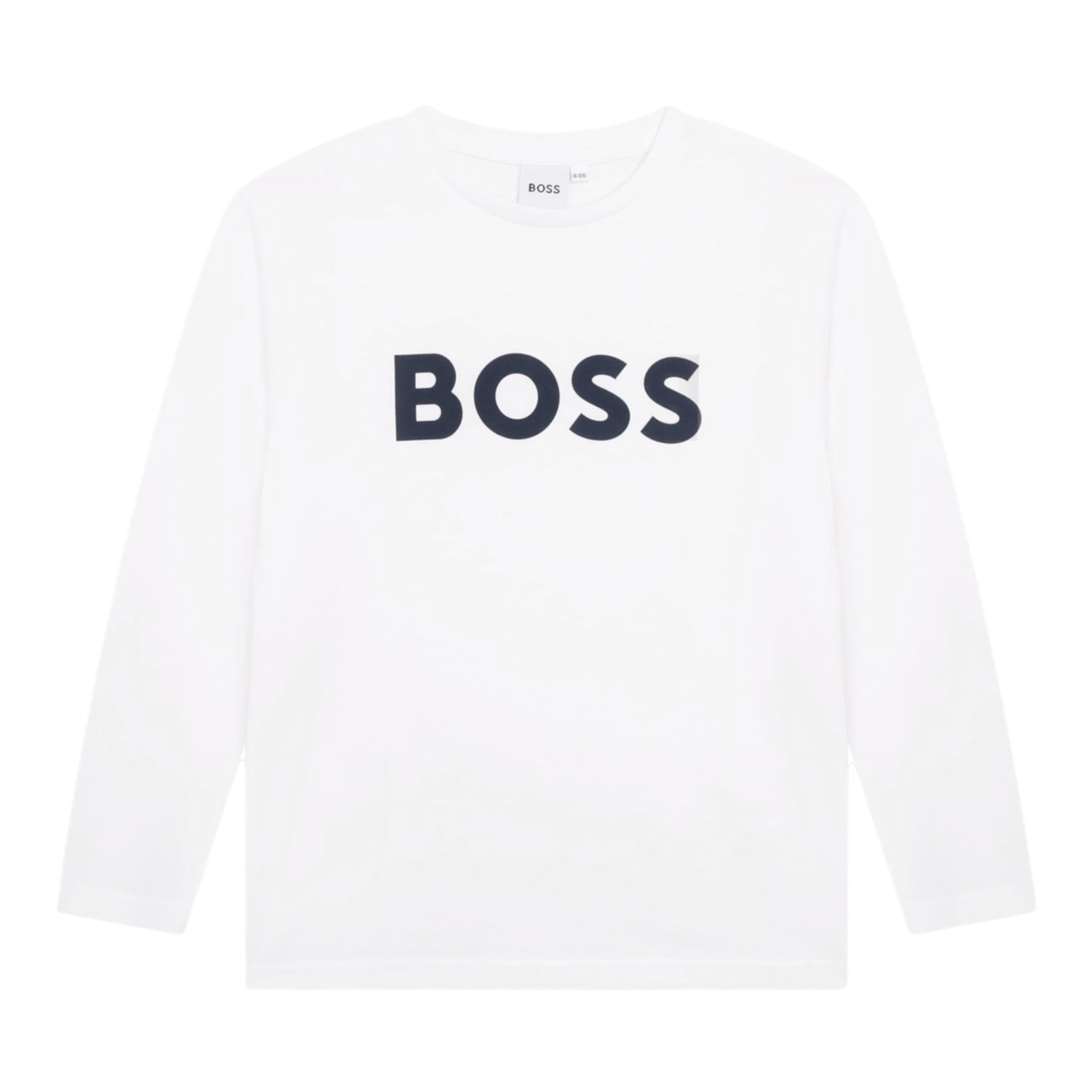 Boss Shirt Girocollo tinta unita con Stampa Bianco per Bambino J25P25 BIANCO BOSS 