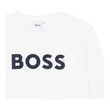 Boss Shirt Girocollo tinta unita con Stampa Bianco per Bambino J25P25 BIANCO BOSS 