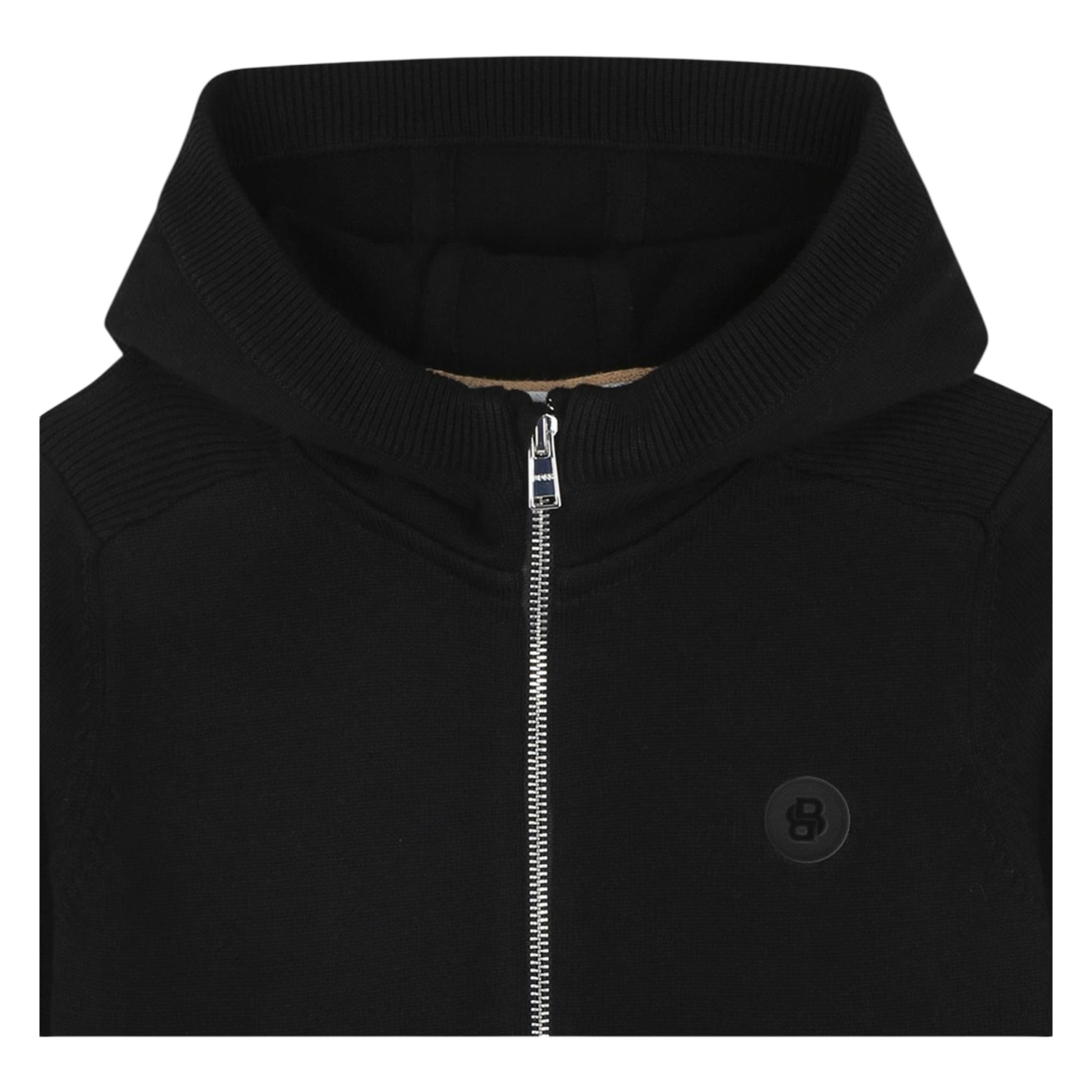 Boss Maglia tinta unita con Zip E Cappuccio Nero per Bambino J52309X NERO BOSS 