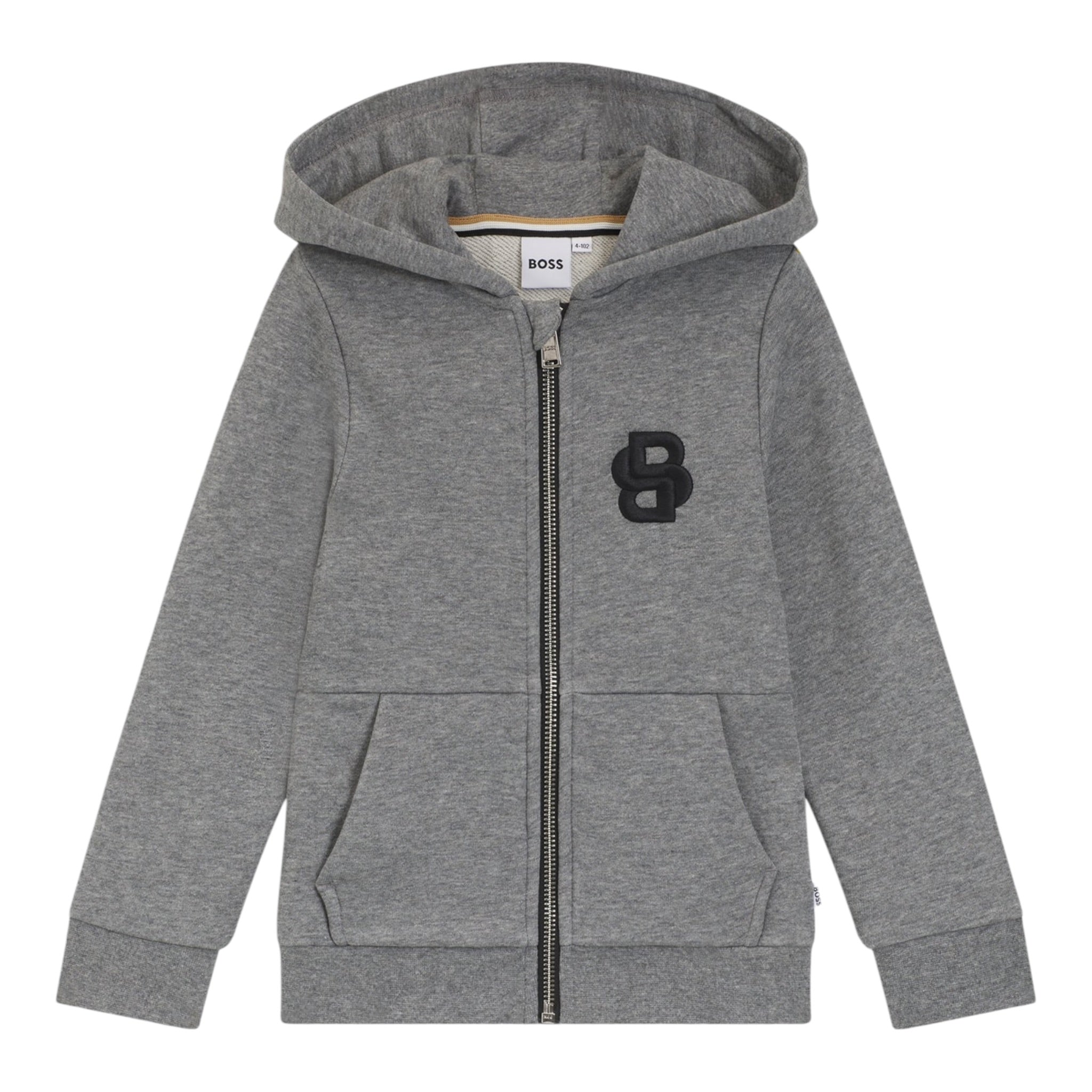 Boss Felpa tinta unita con Zip E Cappuccio Grigio per Bambino J52320 GRIGIO BOSS 