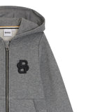 Boss Felpa tinta unita con Zip E Cappuccio Grigio per Bambino J52320 GRIGIO BOSS 