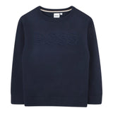 Boss Maglia Girocollo tinta unita con Stampa Blu per Bambino J52338 BLU BOSS 