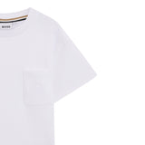 Boss T-Shirt Girocollo tinta unita con Taschino Bianco per Bambino J52377 BIANCO BOSS 