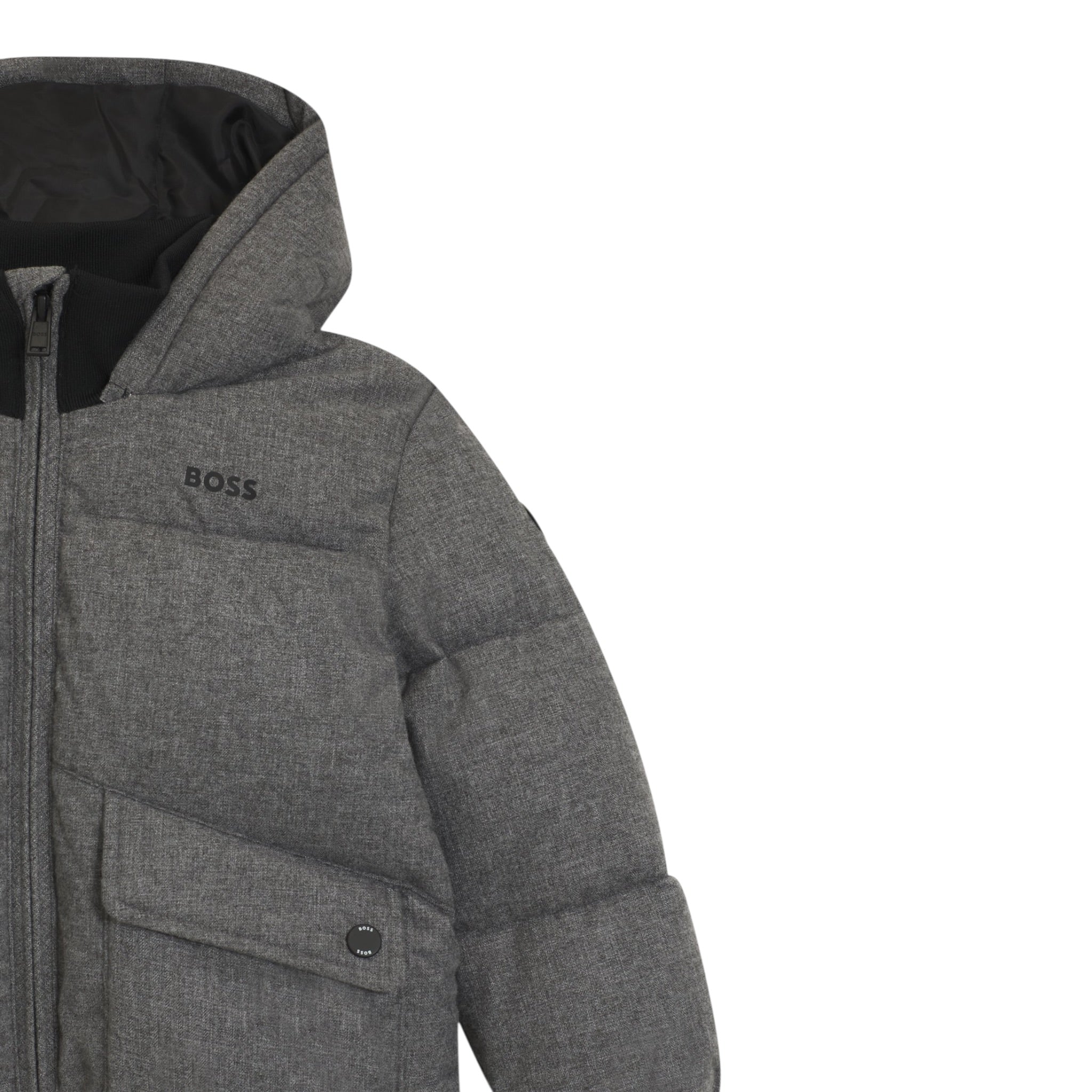 Boss Giubbino tinta unita con Zip E Cappuccio Grigio per Bambino J52394 GRIGIO BOSS 