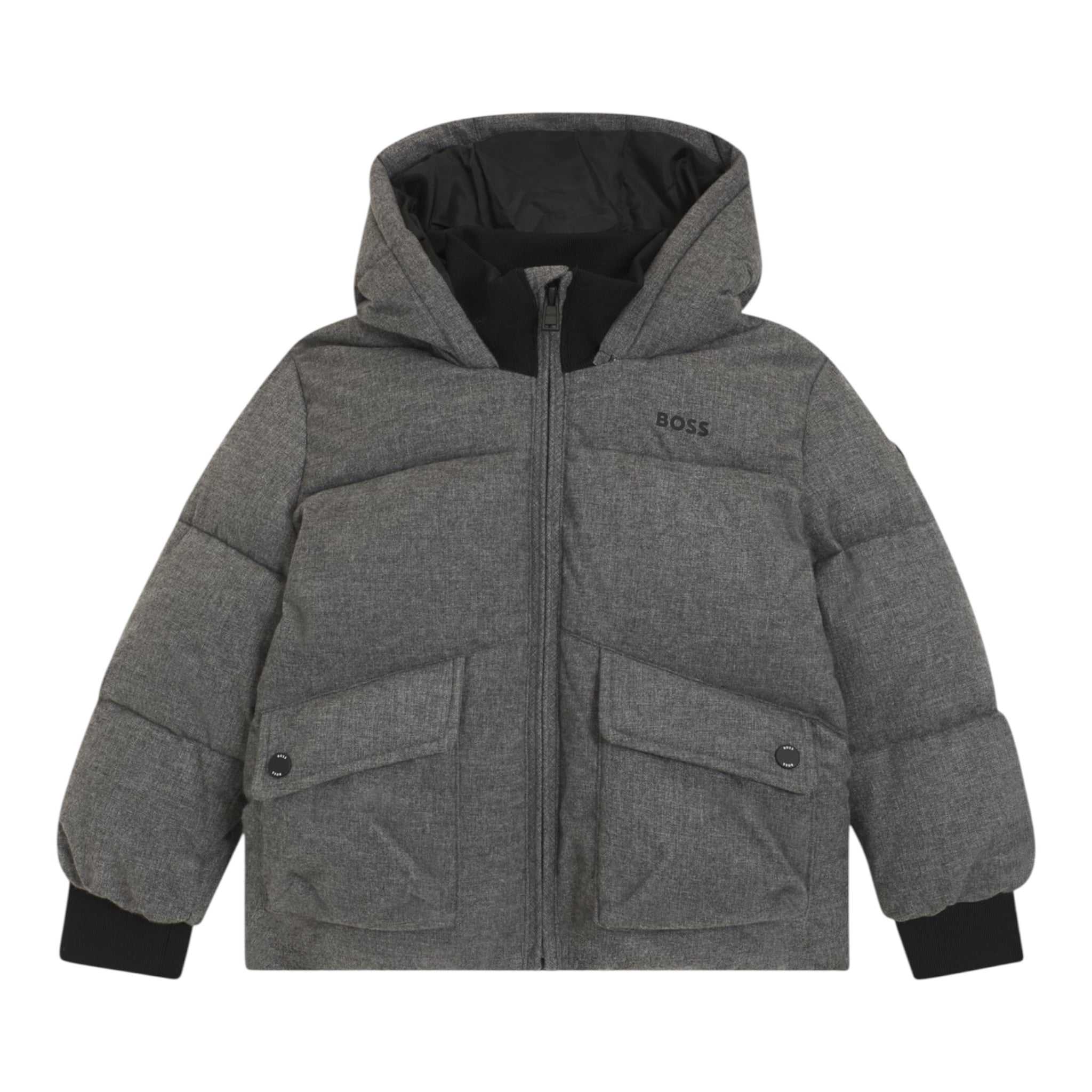 Boss Giubbino tinta unita con Zip E Cappuccio Grigio per Neonato J52394N GRIGIO BOSS 