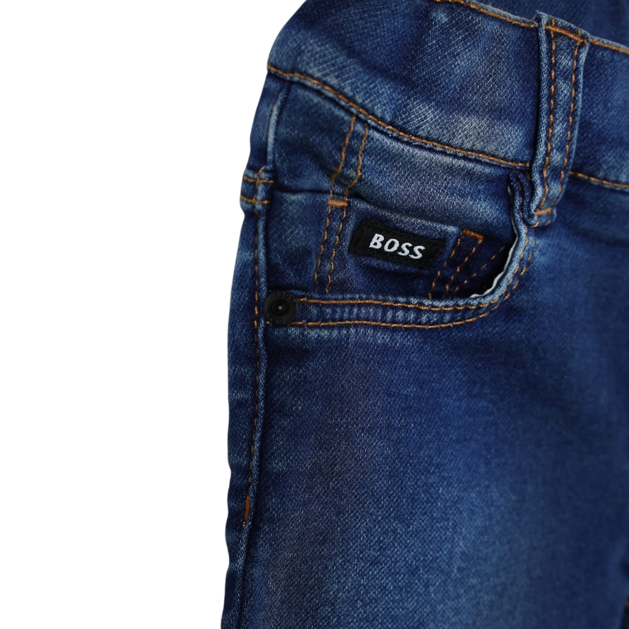 Boss Jeans tinta unita con Girovita Regolabile Azzurro per Neonato J52439 AZZURRO BOSS 