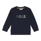 Boss Felpa Girocollo tinta unita con Stampa Blu per Bambino J52457 BLU BOSS 