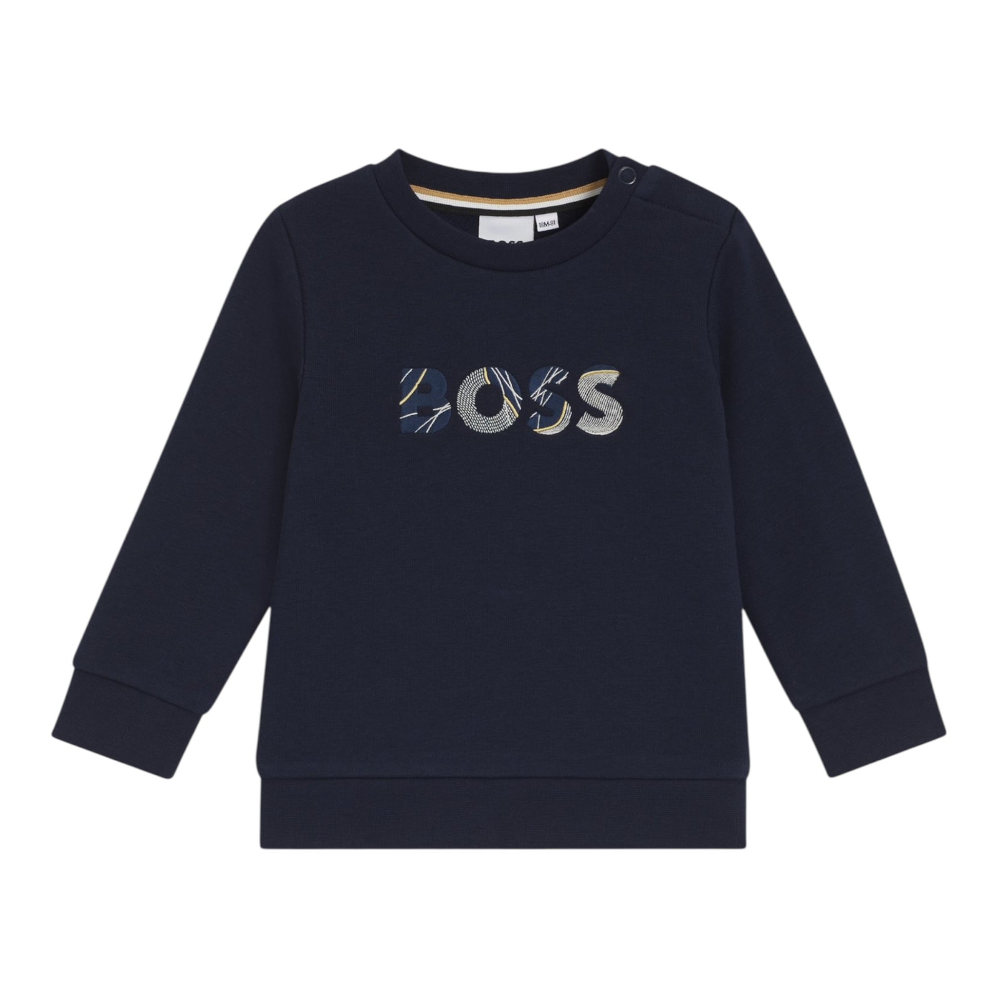 Boss Felpa Girocollo tinta unita con Stampa Blu per Bambino J52457 BLU BOSS 
