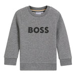 Boss Felpa tinta unita Girocollo con Stampa Grigio per Neonato J52458N GRIGIO BOSS 