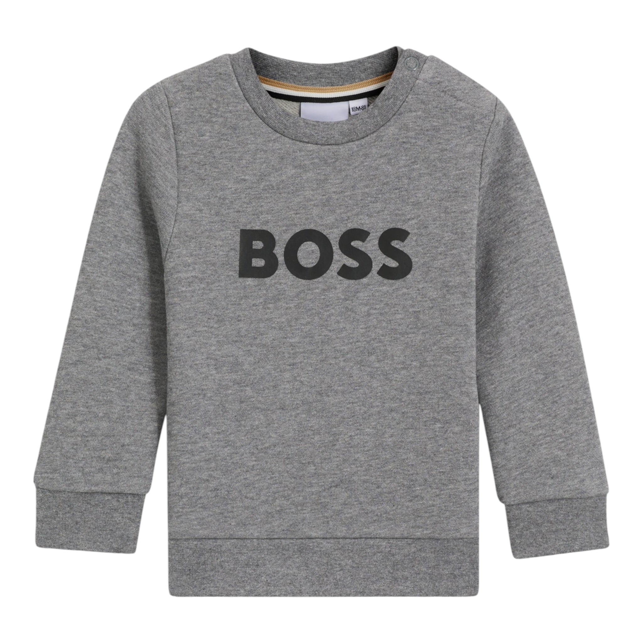 Boss Felpa tinta unita Girocollo con Stampa Grigio per Neonato J52458N GRIGIO BOSS 