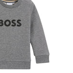 Boss Felpa tinta unita Girocollo con Stampa Grigio per Neonato J52458N GRIGIO BOSS 