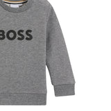 Boss Felpa tinta unita Girocollo con Stampa Grigio per Neonato J52458N GRIGIO BOSS 