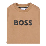 Boss Felpa tinta unita Girocollo con Stampa Beige per Neonato J52458X BEIGE BOSS 