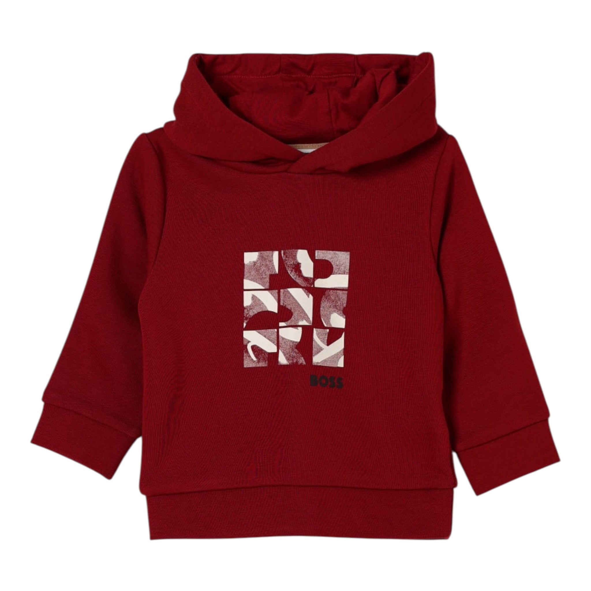 Boss Felpa tinta unita con Cappuccio E Stampa Rosso per Neonato J52461N ROSSO BOSS 