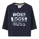 Boss Shirt tinta unita con Logo Blu per Neonato J52463 BLU BOSS 