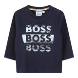 Boss Shirt tinta unita con Logo Blu per Neonato J52463 BLU BOSS 