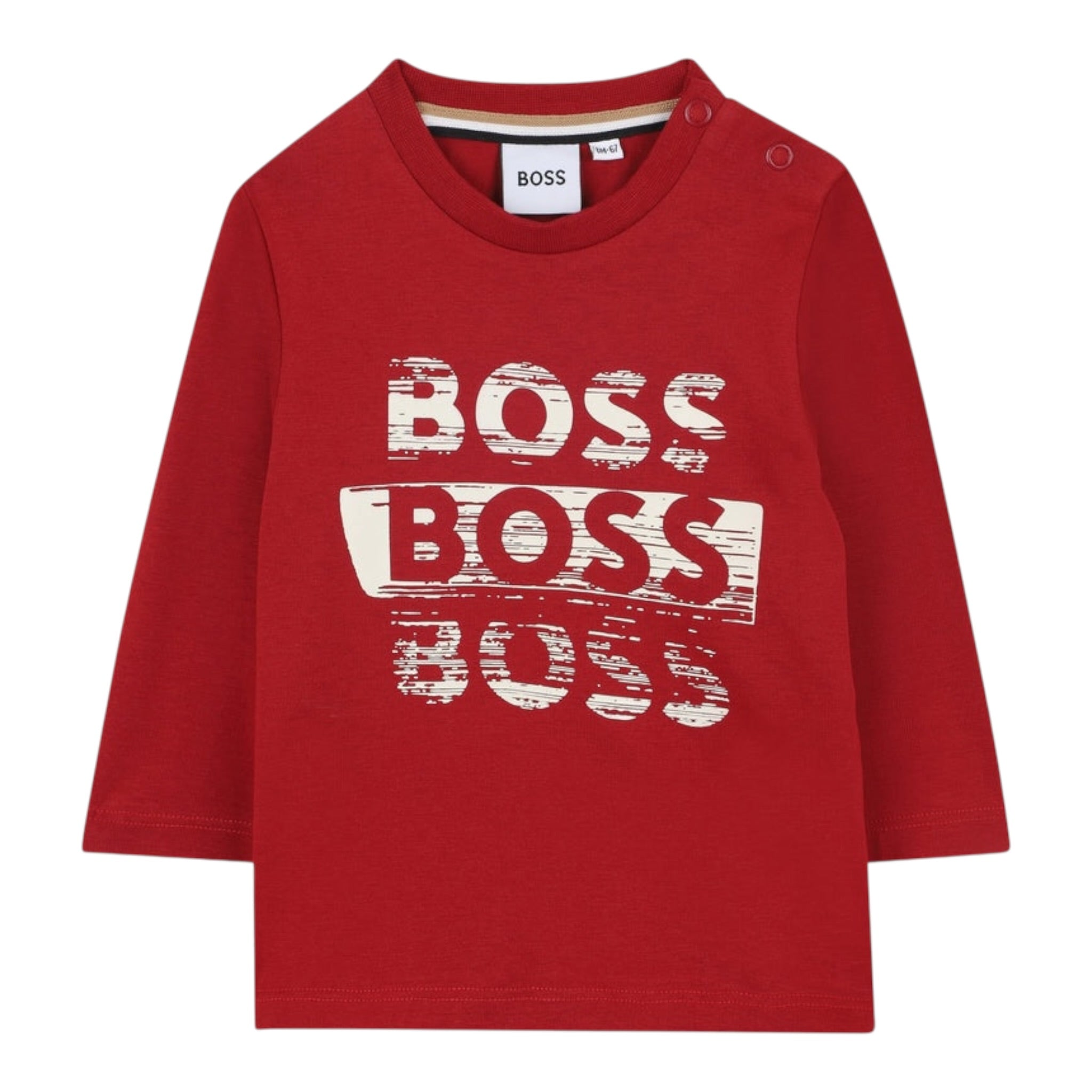 Boss Shirt tinta unita con Logo Rosso per Neonato J52463 ROSSO BOSS 