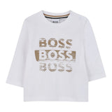 Boss Shirt tinta unita con Logo Bianco per Neonato J52463XX BIANCO BOSS 