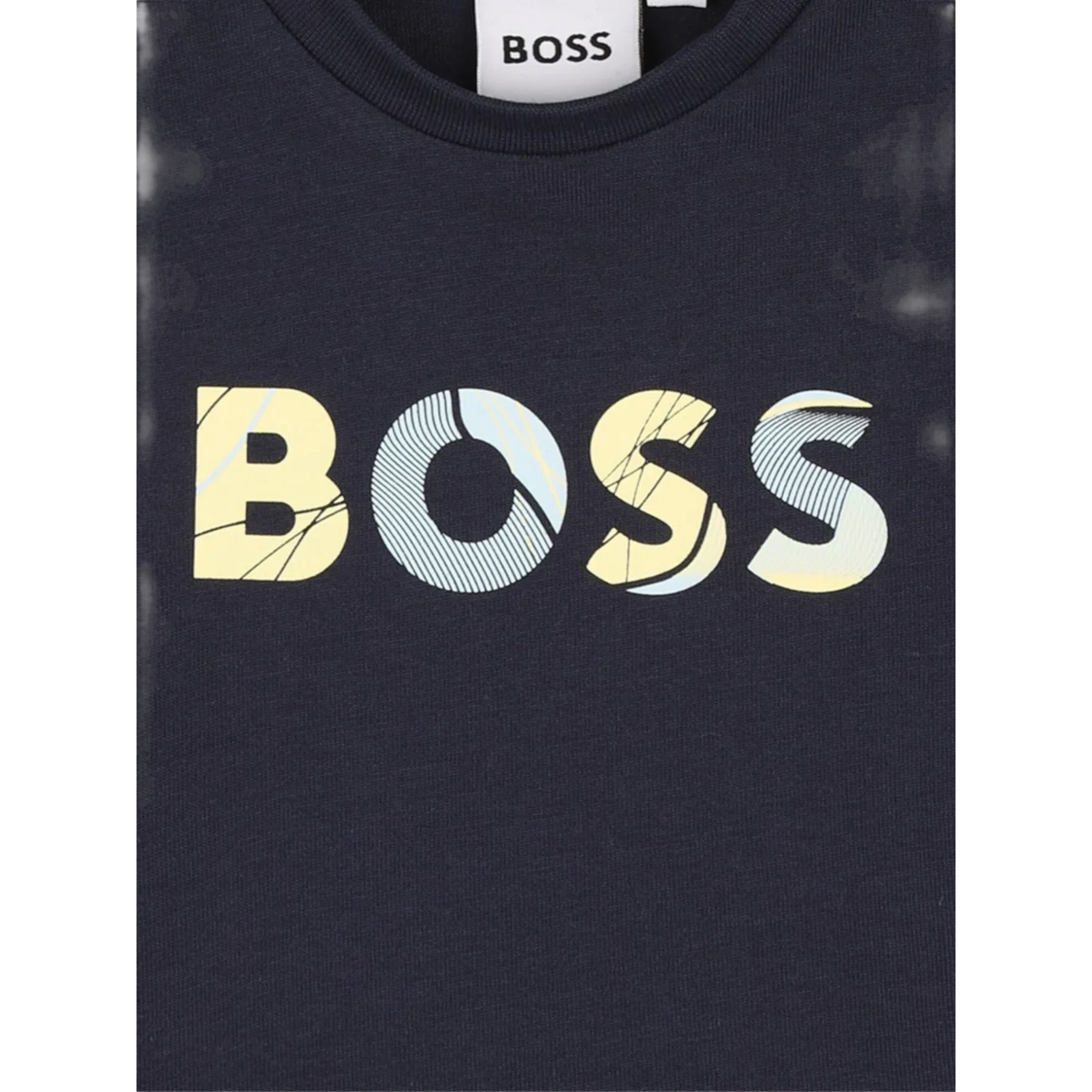 Boss Shirt tinta unita con Logo Blu per Neonato J52469 BLU BOSS 