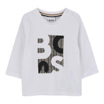 Boss Shirt Girocollo tinta unita con Stampa Bianco per Bambino J52472 BIANCO BOSS 