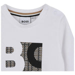 Boss Shirt Girocollo tinta unita con Stampa Bianco per Bambino J52472 BIANCO BOSS 
