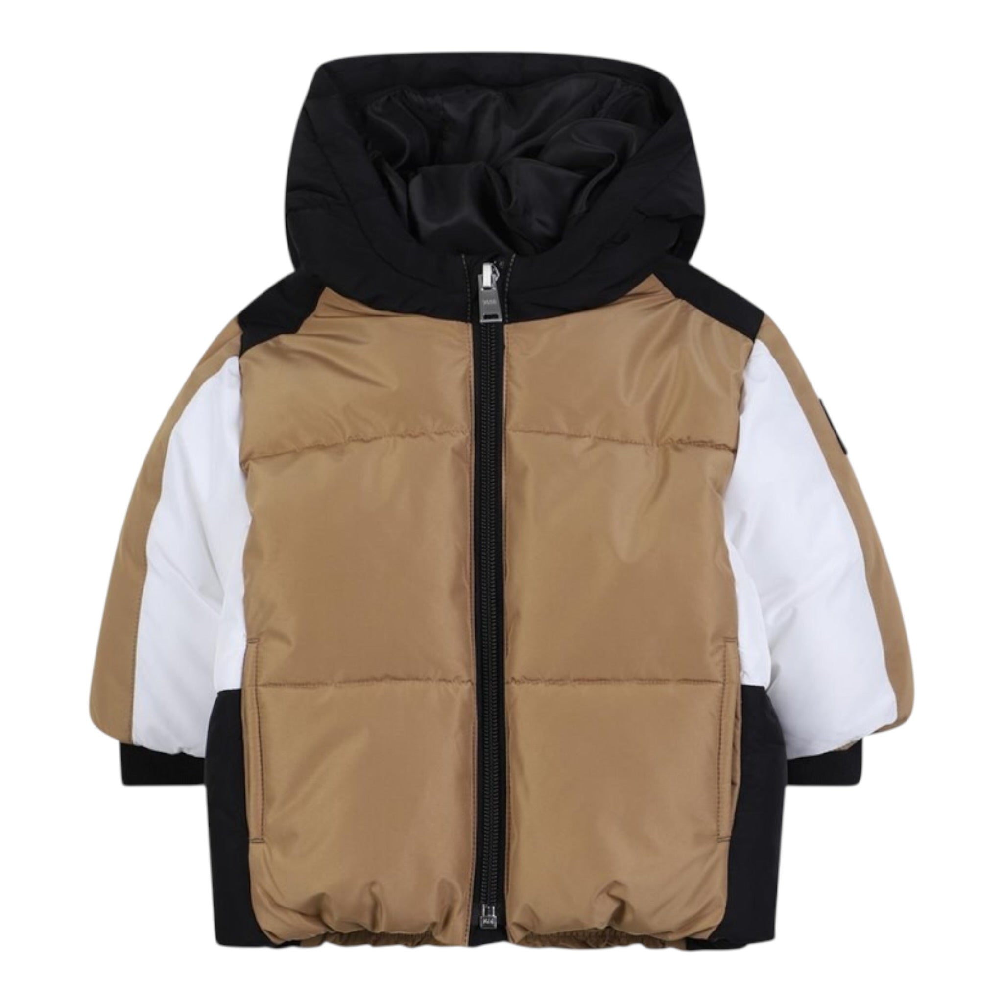 Boss Giubbino Tricolore con Zip E Cappuccio Beige per Neonato J52477X BEIGE BOSS 