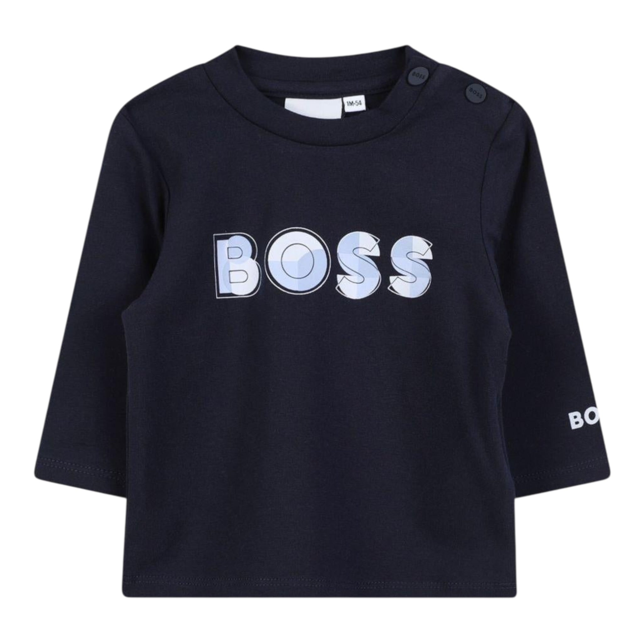 Boss Shirt tinta unita con Logo Blu per Neonato J52514 BLU BOSS 