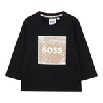 Boss Shirt tinta unita con Logo Nero per Neonato J52715 NERO BOSS 