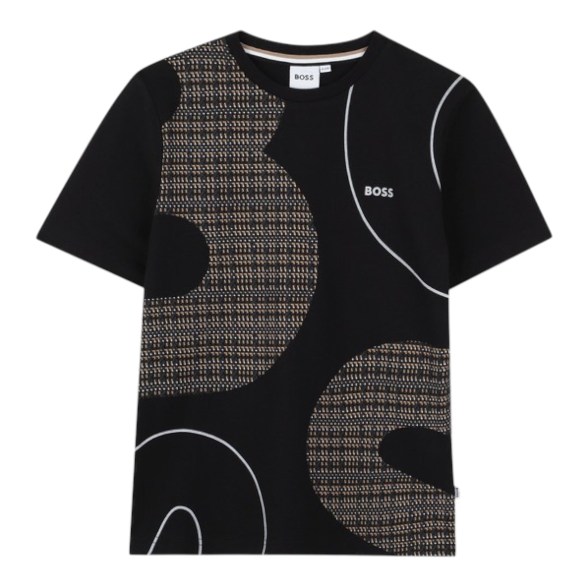 Boss T-Shirt Girocollo tinta unita con Stampa Nero per Bambino J52724 NERO BOSS 
