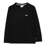 Boss Shirt Girocollo tinta unita con Stampa Nero per Bambino J52864 NERO BOSS 